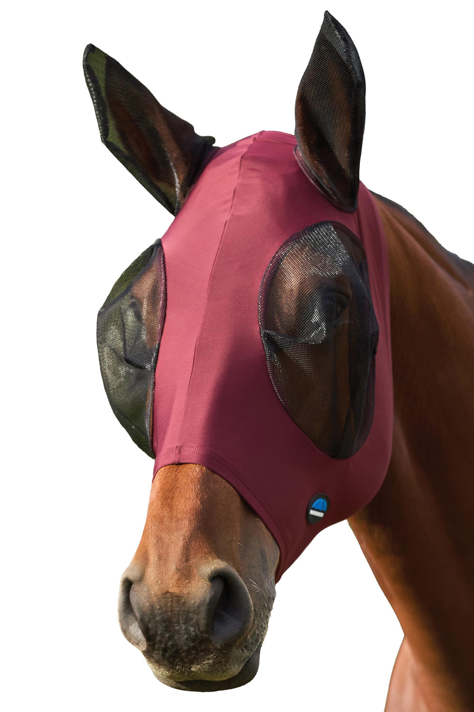 Burgundy/Black Weatherbeeta Comfitec Stretch Vliegenmasker met oren  
