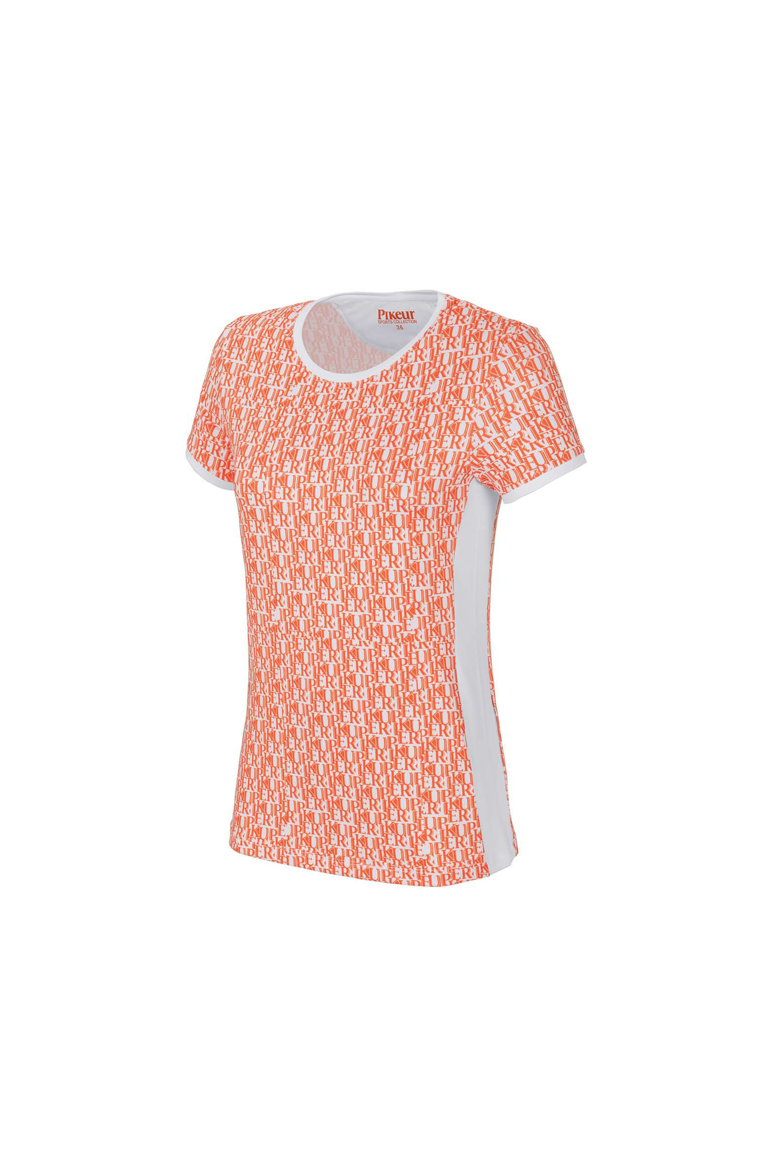 White/ Peach Amber Pink Pikeur Vilja functioneel shirt met lettering over het hele shirt, dames