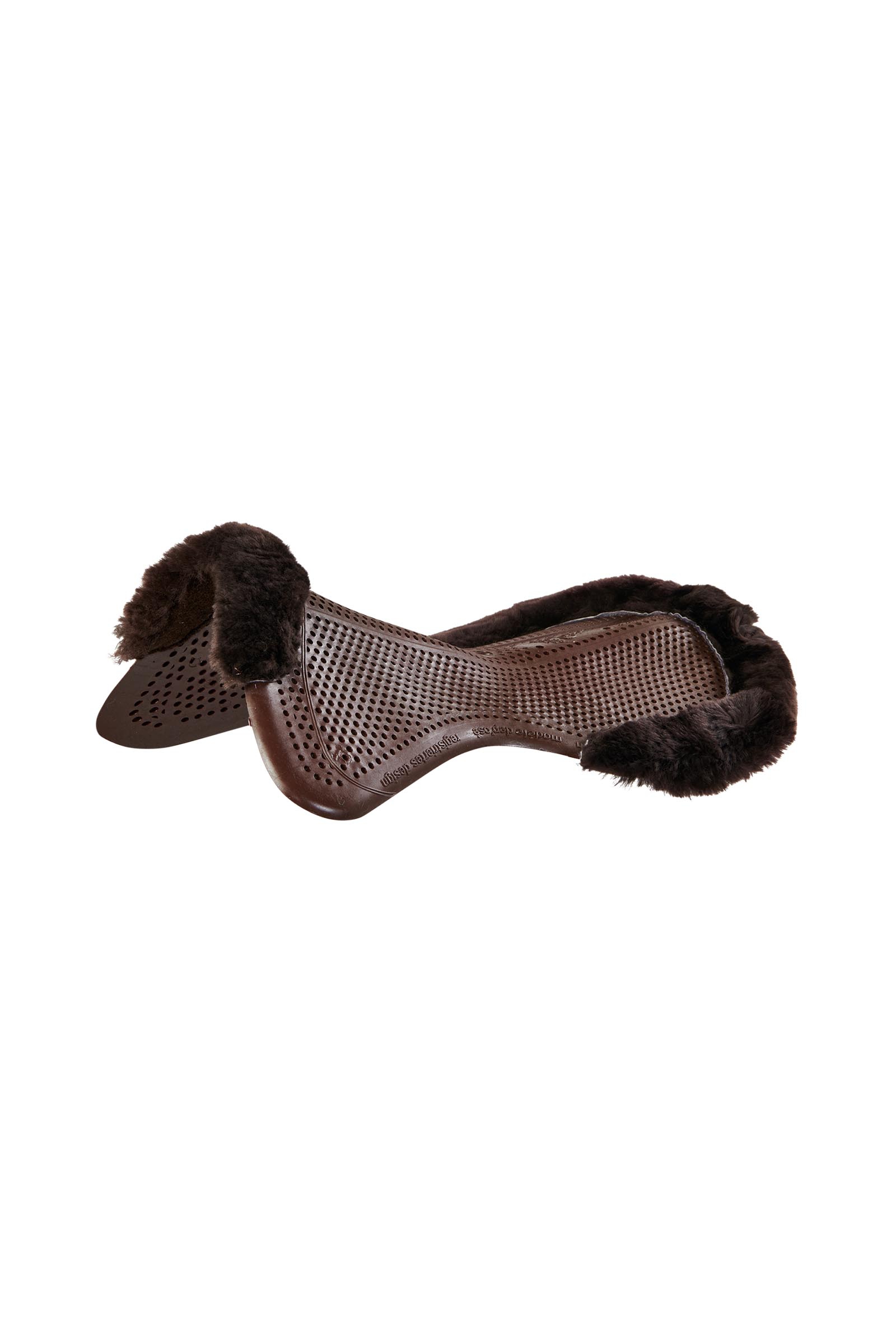 Brown/Brown Acavallo Gel Antislip Classic Pony met Schapenvacht Halve Uitsparing Plat