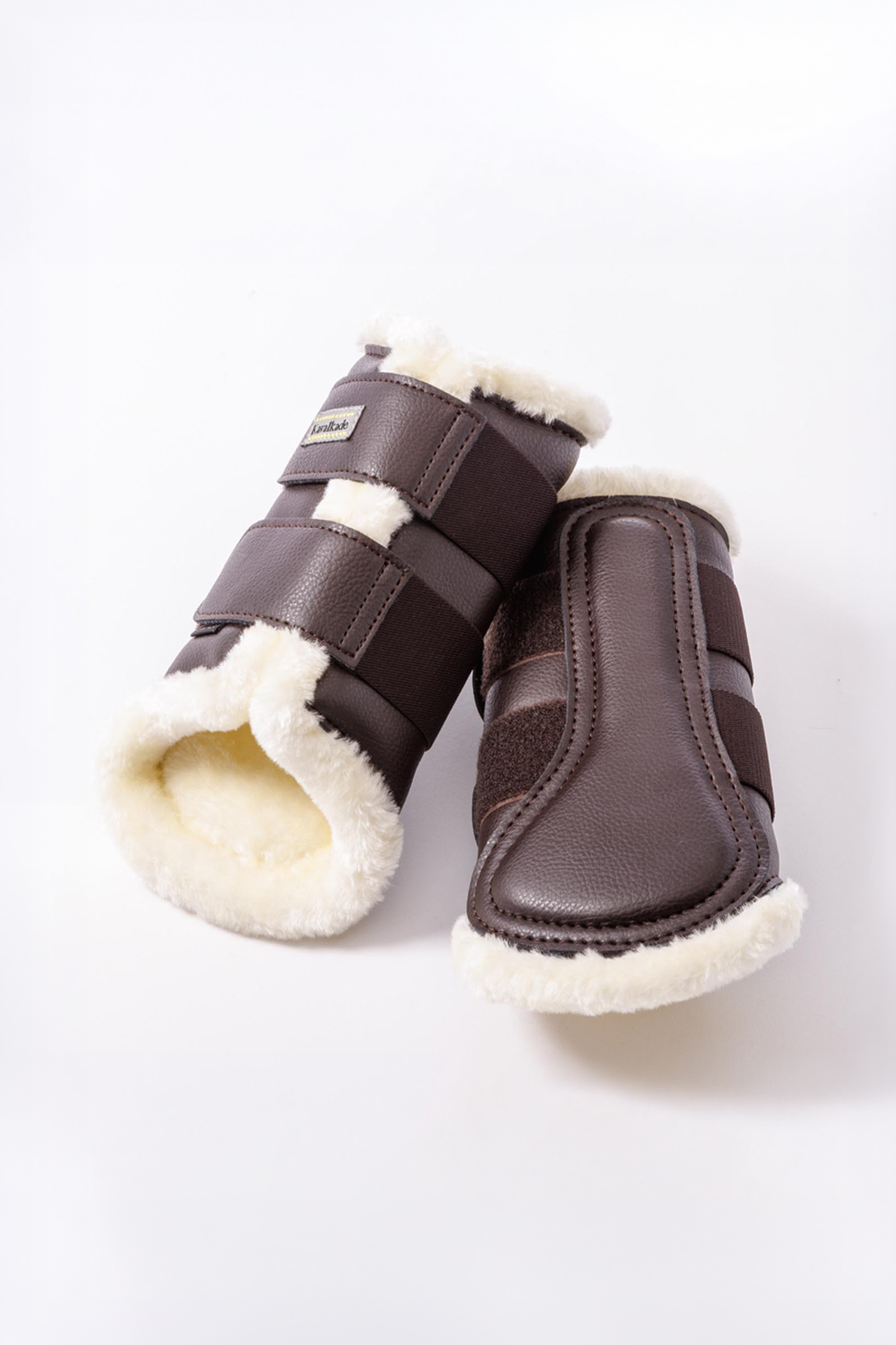 Brown/Beige Kavalkade Anatomic kunstleren beenbeschermers met imitatiebont