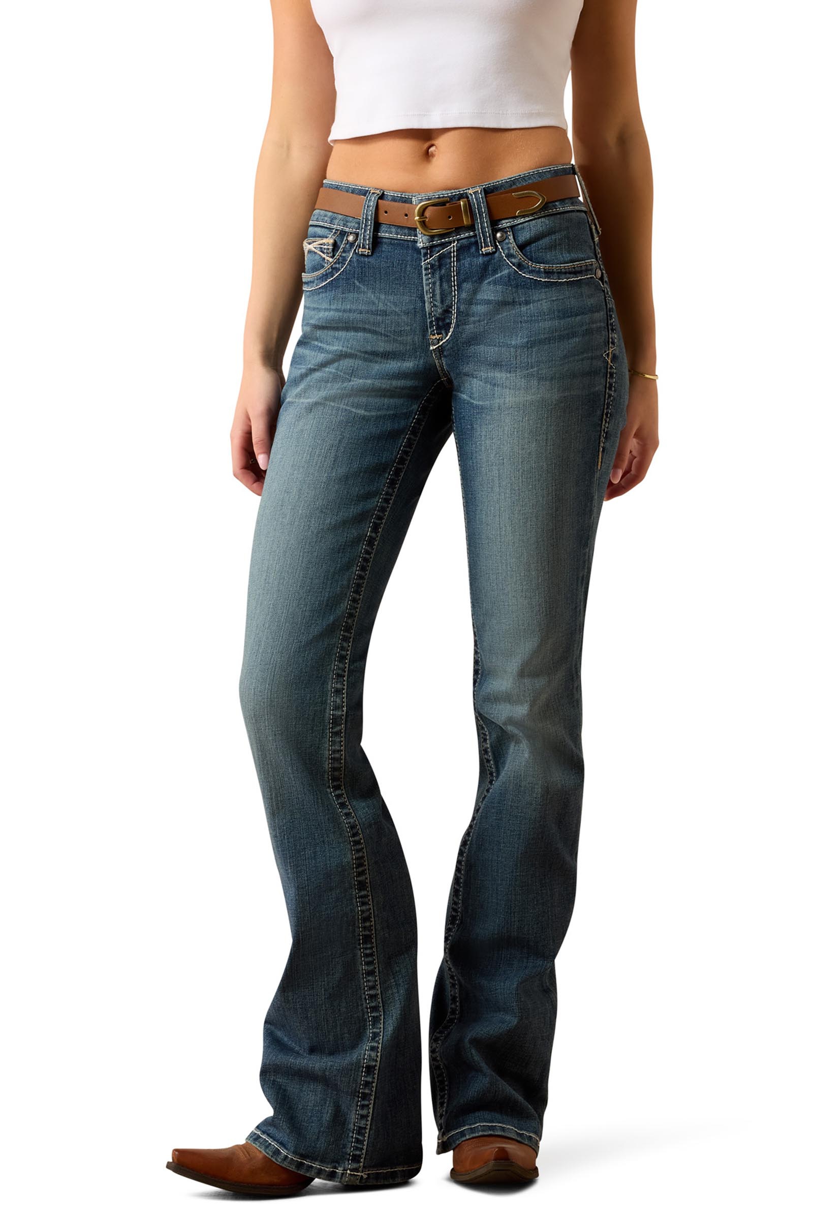 Ariat Whipstitch R.E.A.L. Dames mid-rise stretch bootcut jeans