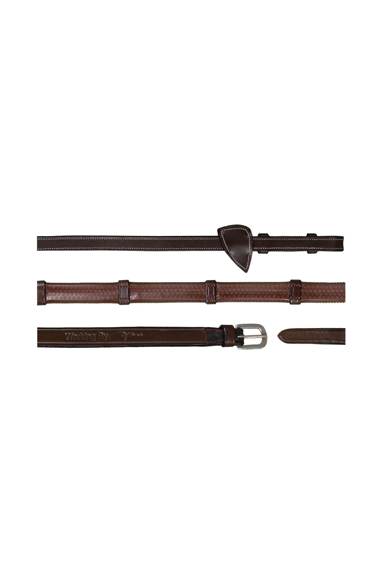 Brown Dy'on Working rubber teugels (13 mm) met 7 lederen stops