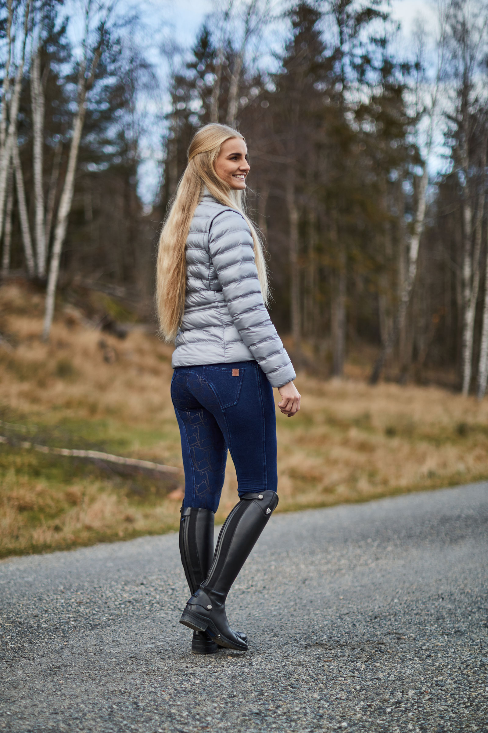 Horze Kacy Denim Thermo Rijbroek met Full Seat, dames