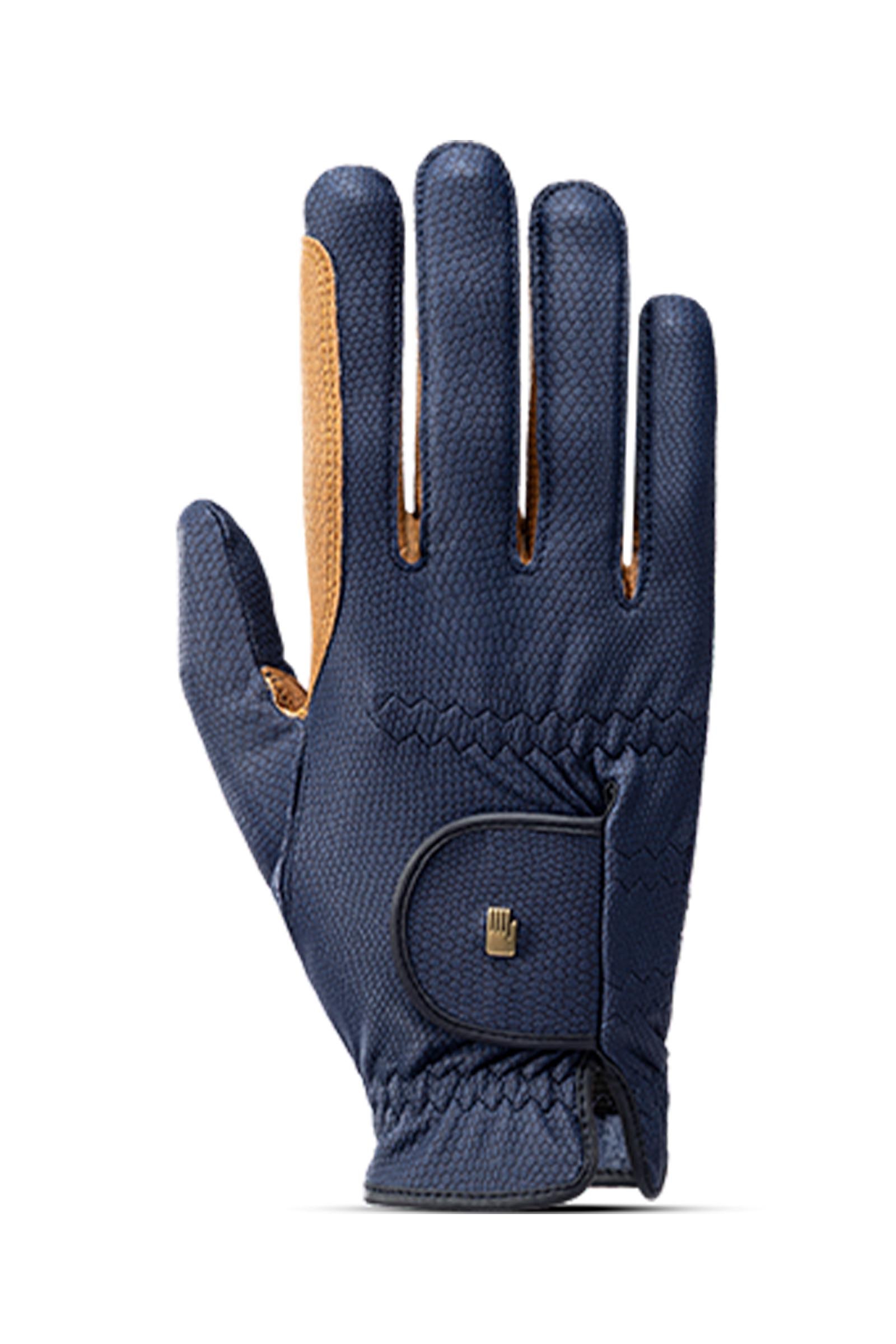 Navy/Caramel Roeckl Malta Grip tweekleurige rijhandschoenen