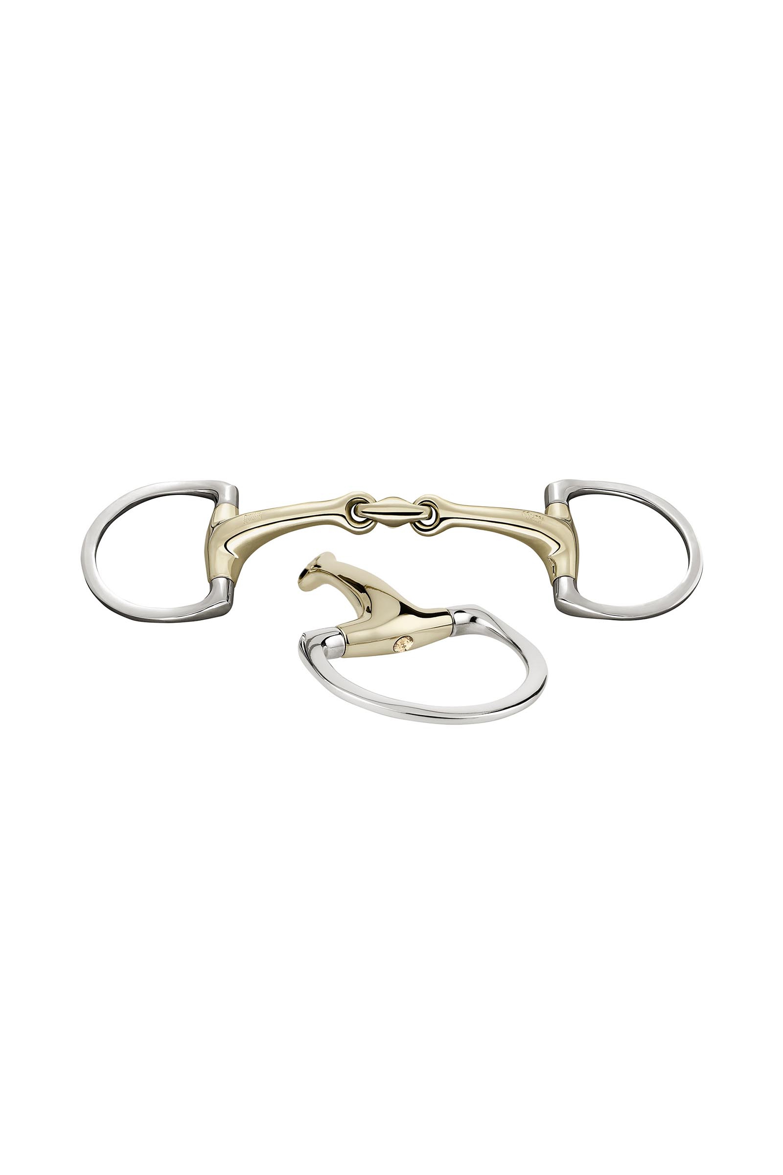 Sprenger Dynamic RS olijvenkopbit D ringen, dubbel gebroken, 16 mm, Sensogan, met kristallen  