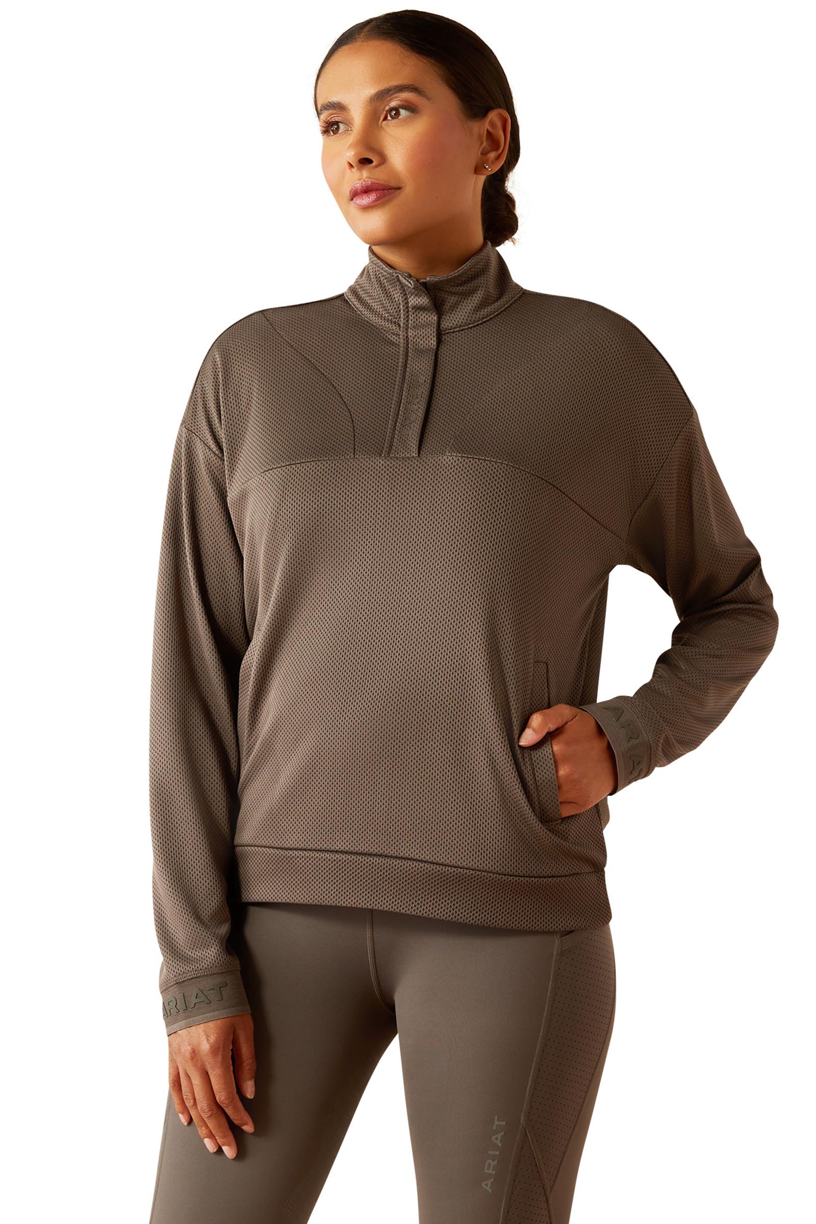 Plum Grey Ariat Breathe dames sweatshirt met 1/2 ritssluiting