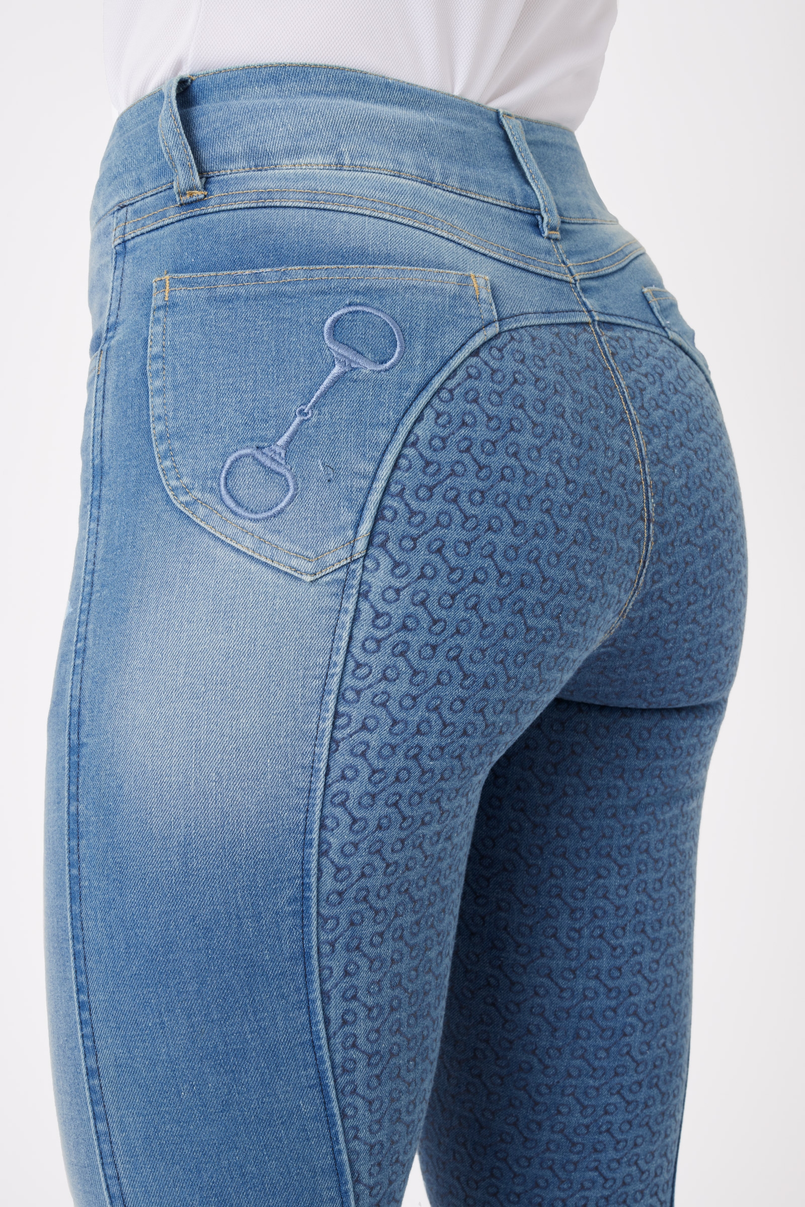 Horze Kaia Hoge Taille Denim Siliconen Full Seat Rijbroek, dames