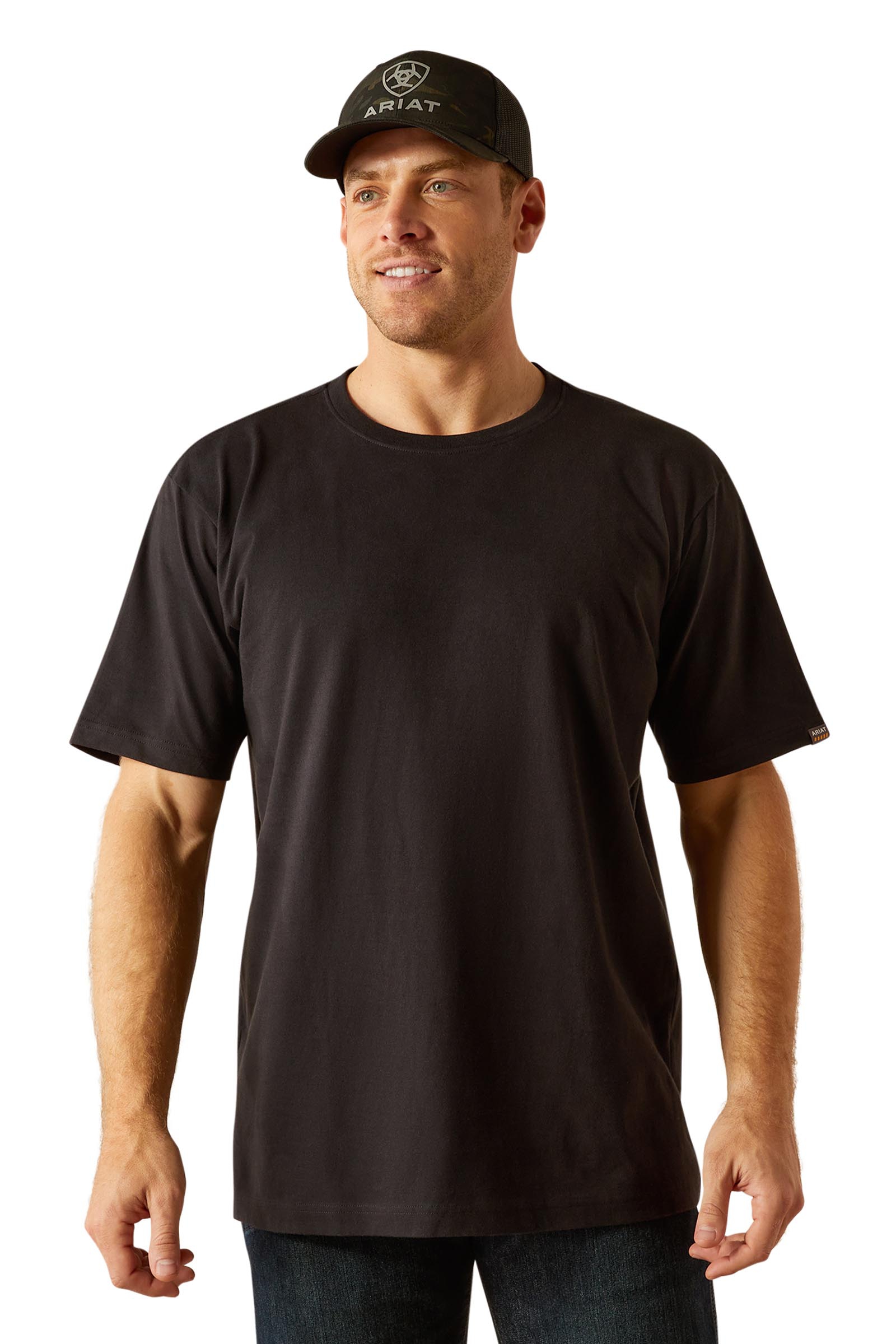 Black Ariat Rebar Cotton Strong Standard Heren T-shirt