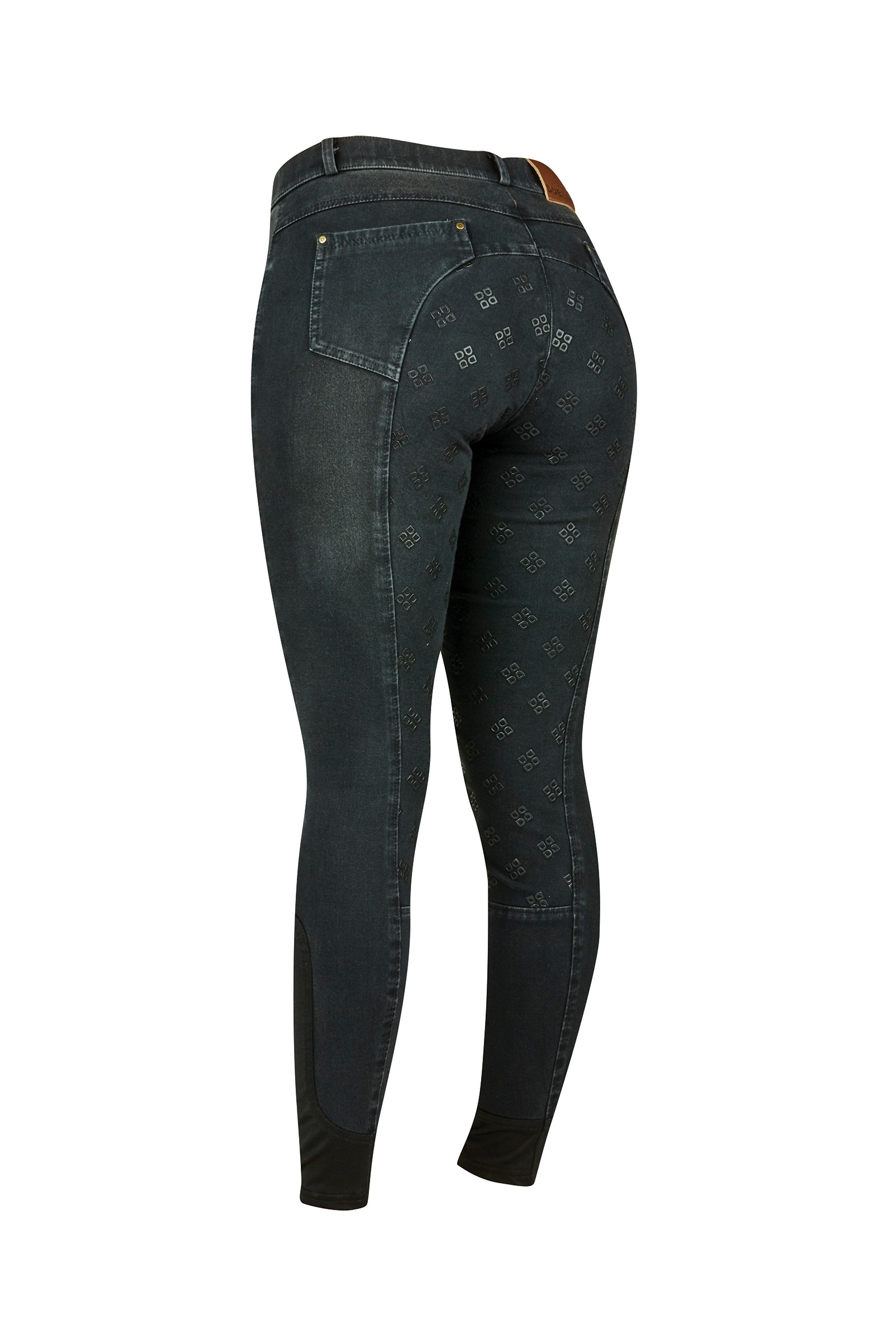 Ash Grey Dublin Shona Full Grip Siliconen print denim rijbroek, dames