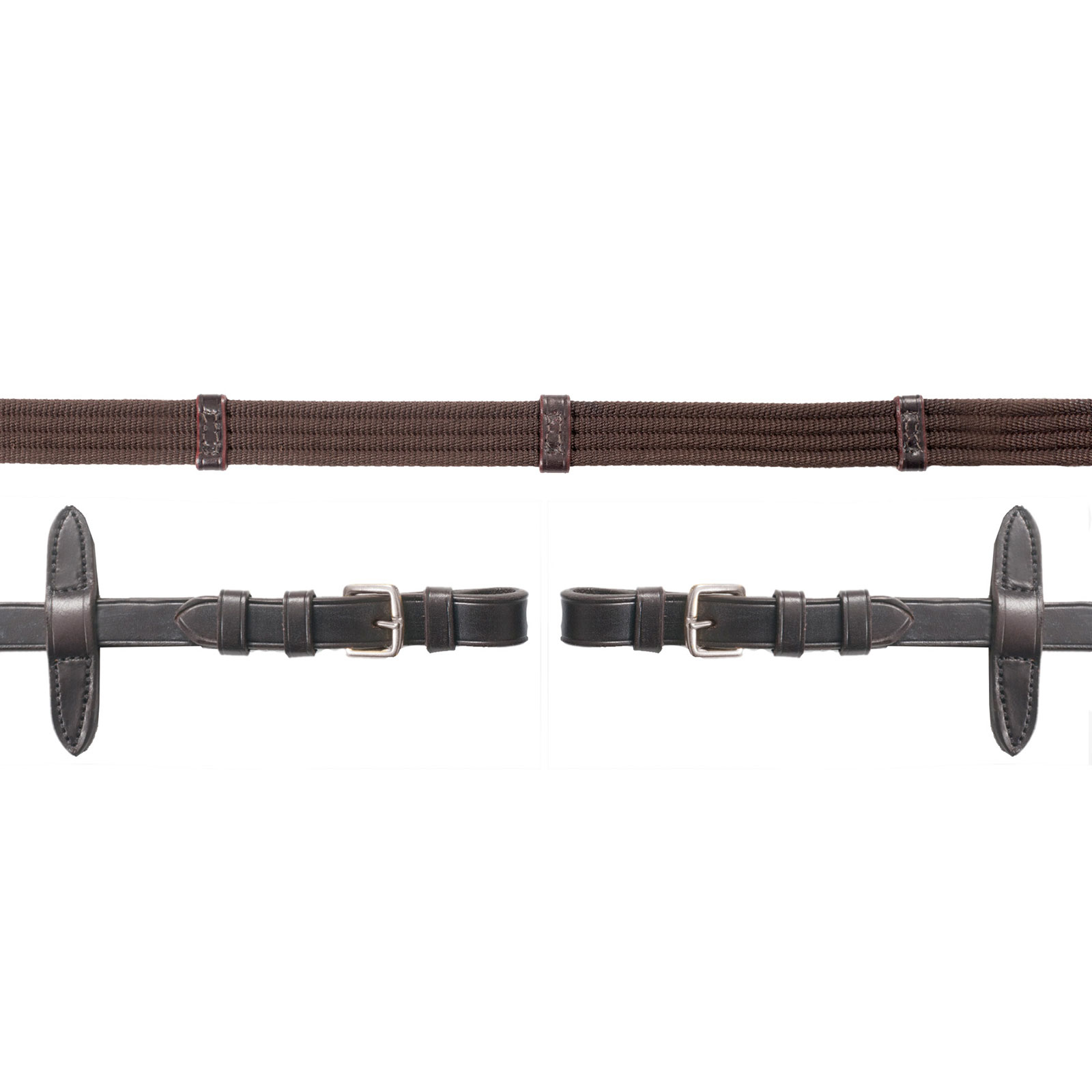 Brown/Silver Schockemöhle Sports Neo Webteugels met Gesp