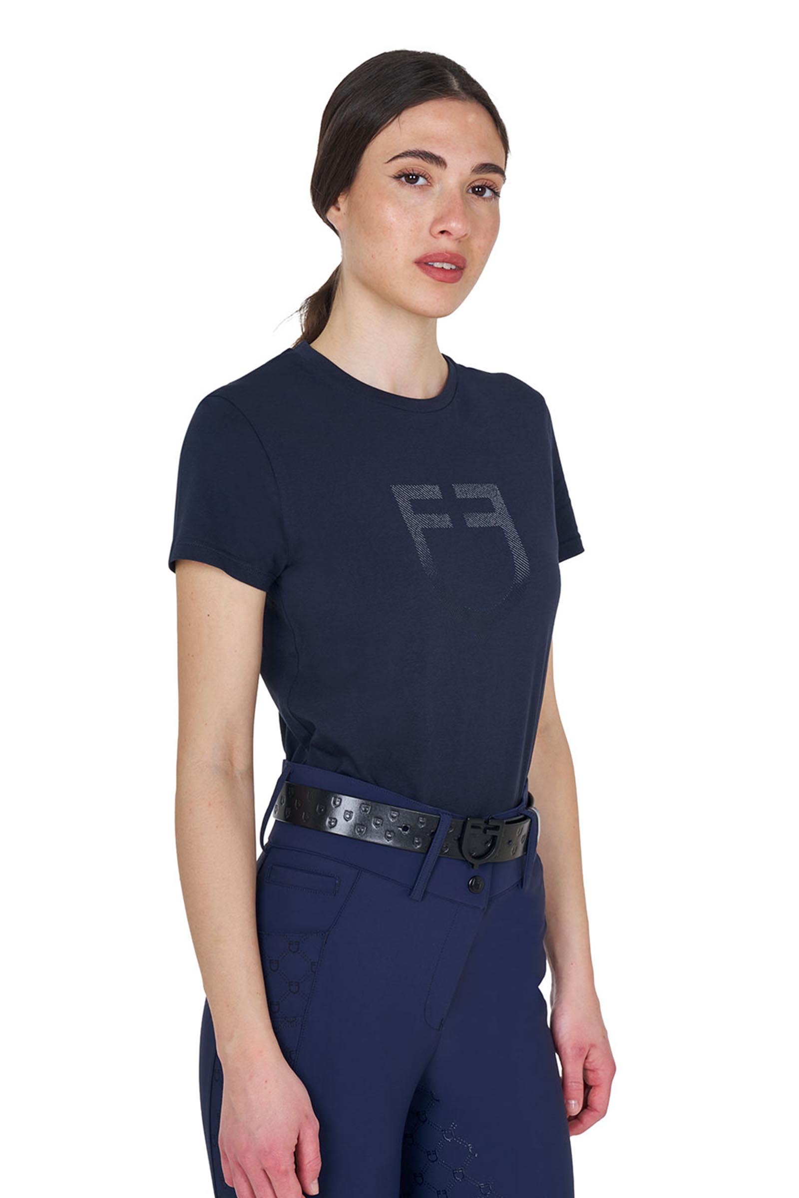 Equestro SS2026 Dames Katoenen T-shirt met glanzend logo  