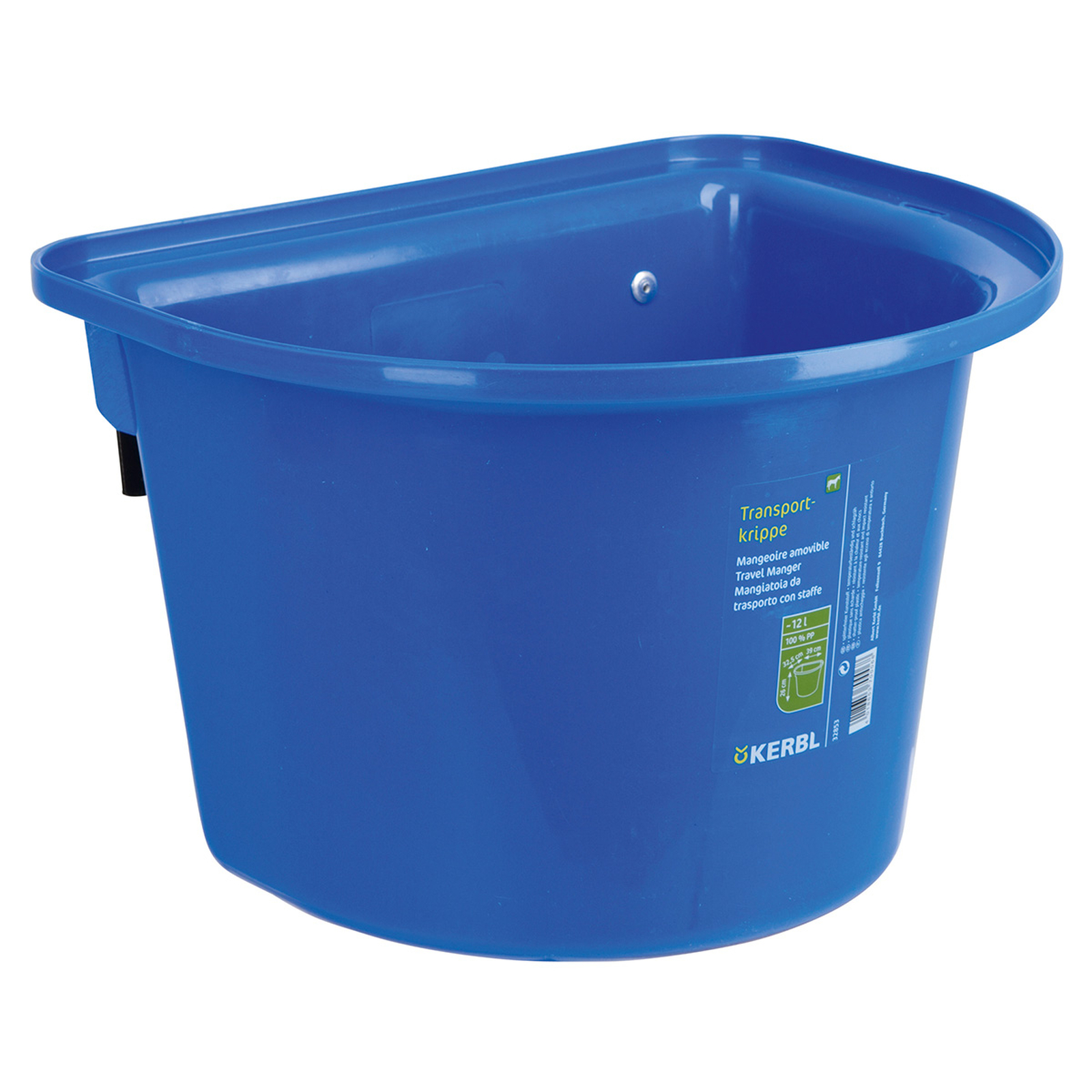 Blue Kerbl Transportbak 12L, plastic w / hook-in bail