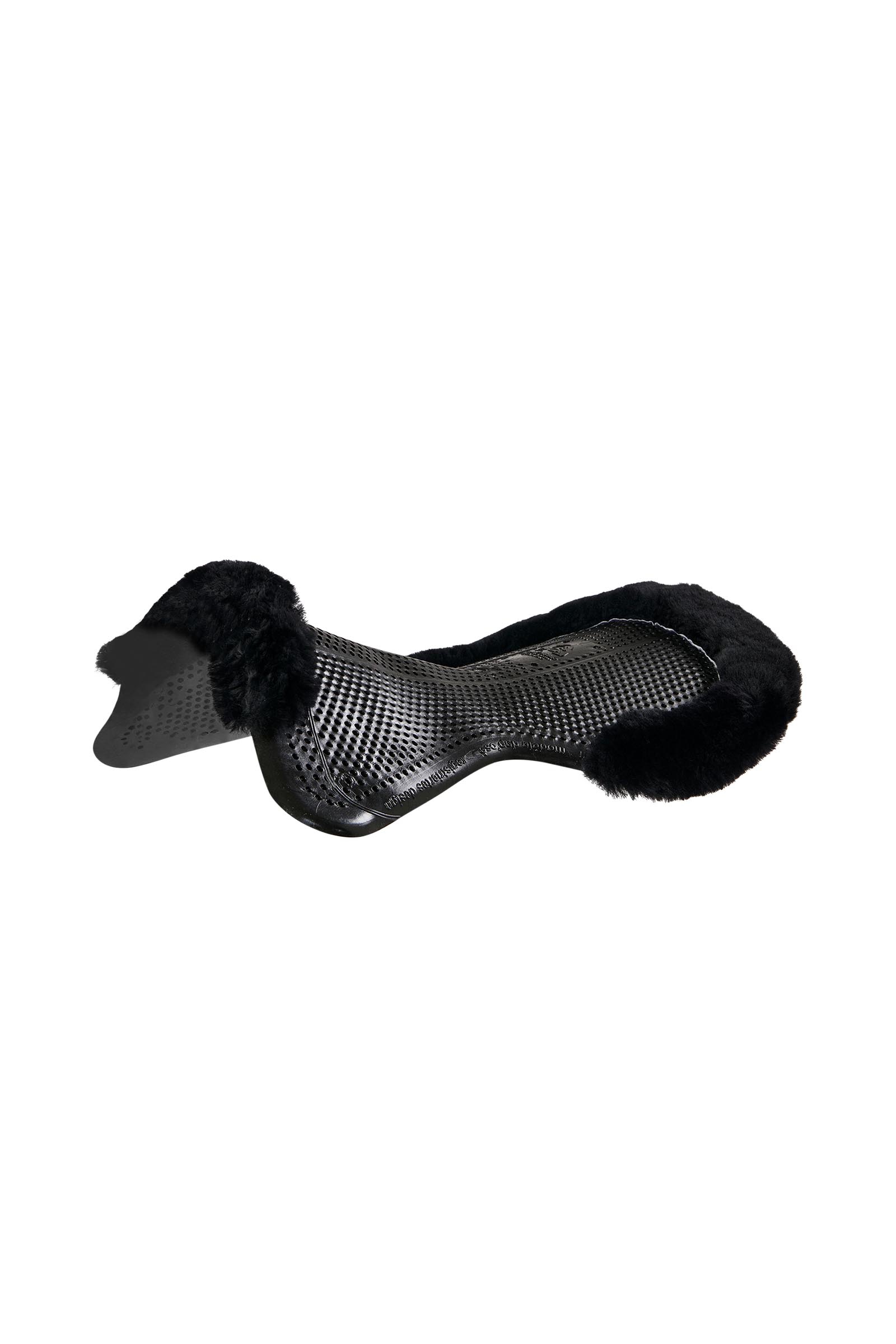 Black/Black Acavallo Gel Antislip Classic Pony met Schapenvacht Halve Uitsparing Plat