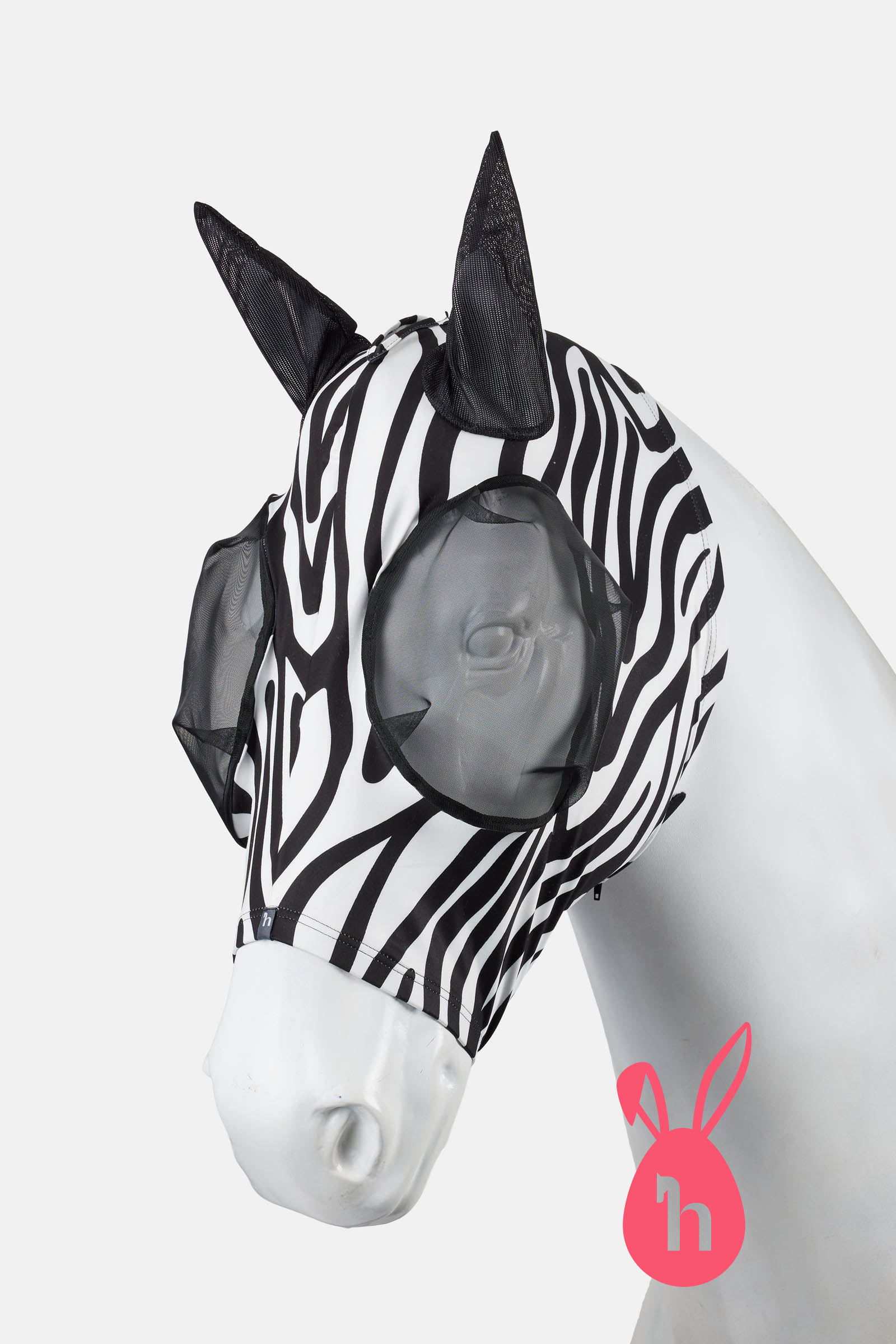 Black/White Horze Elastic vliegenmasker met rits