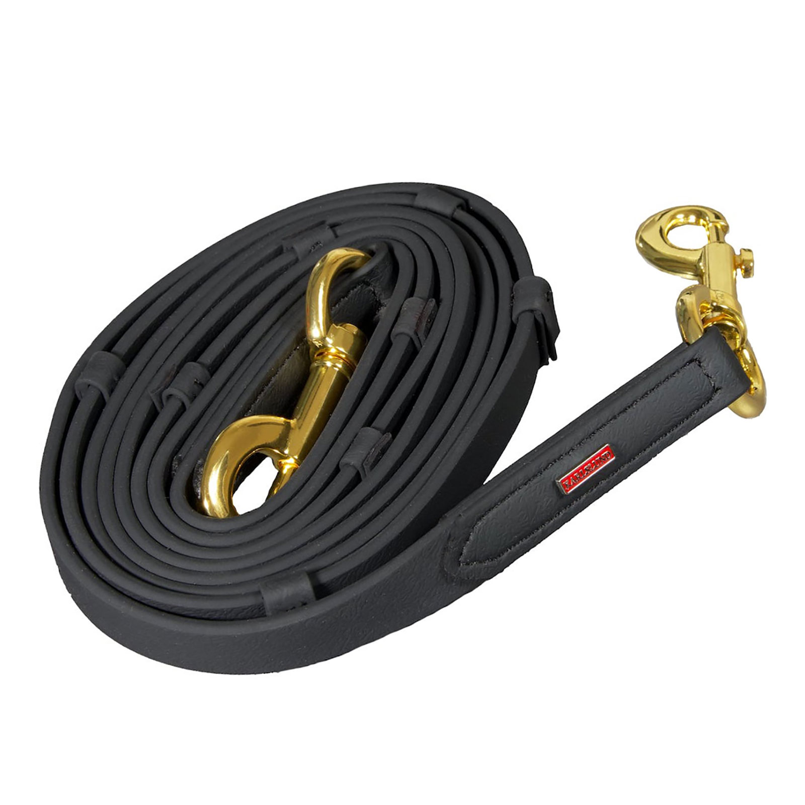 Black/Brass Karlslund SuperStrap teugels met stoppers