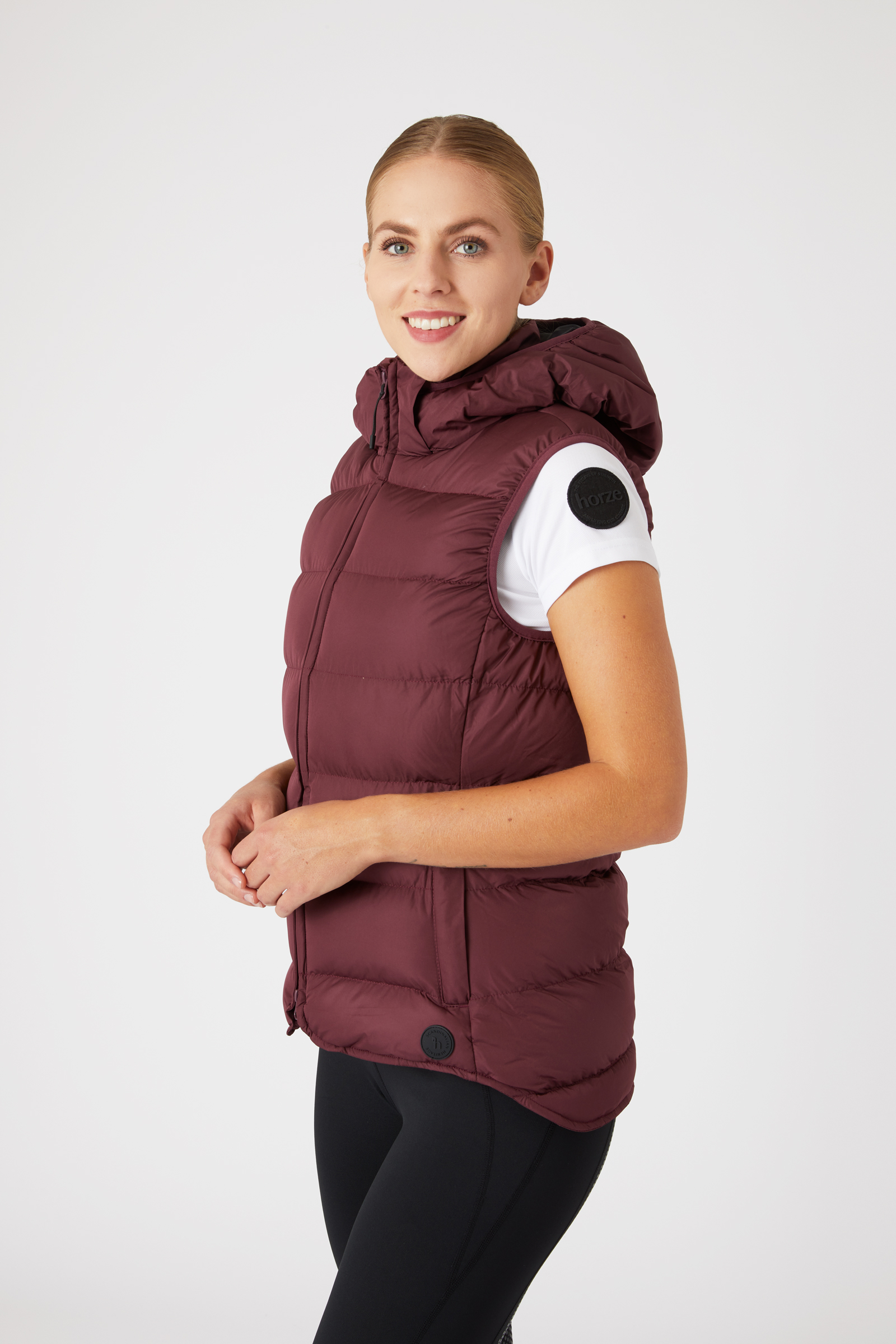 Horze Callie gewatteerde bodywarmer met capuchon, dames