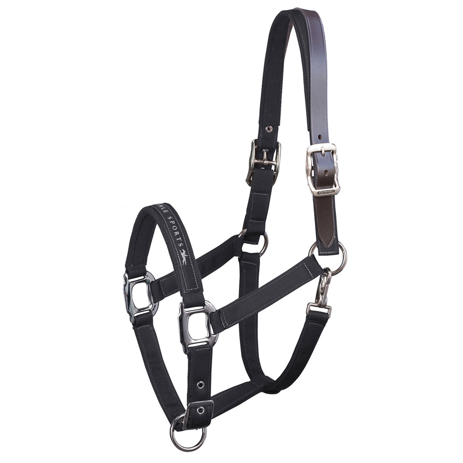 Black Schockemöhle Sports Memphus Breakaway, Nylon Halster + Leren riem