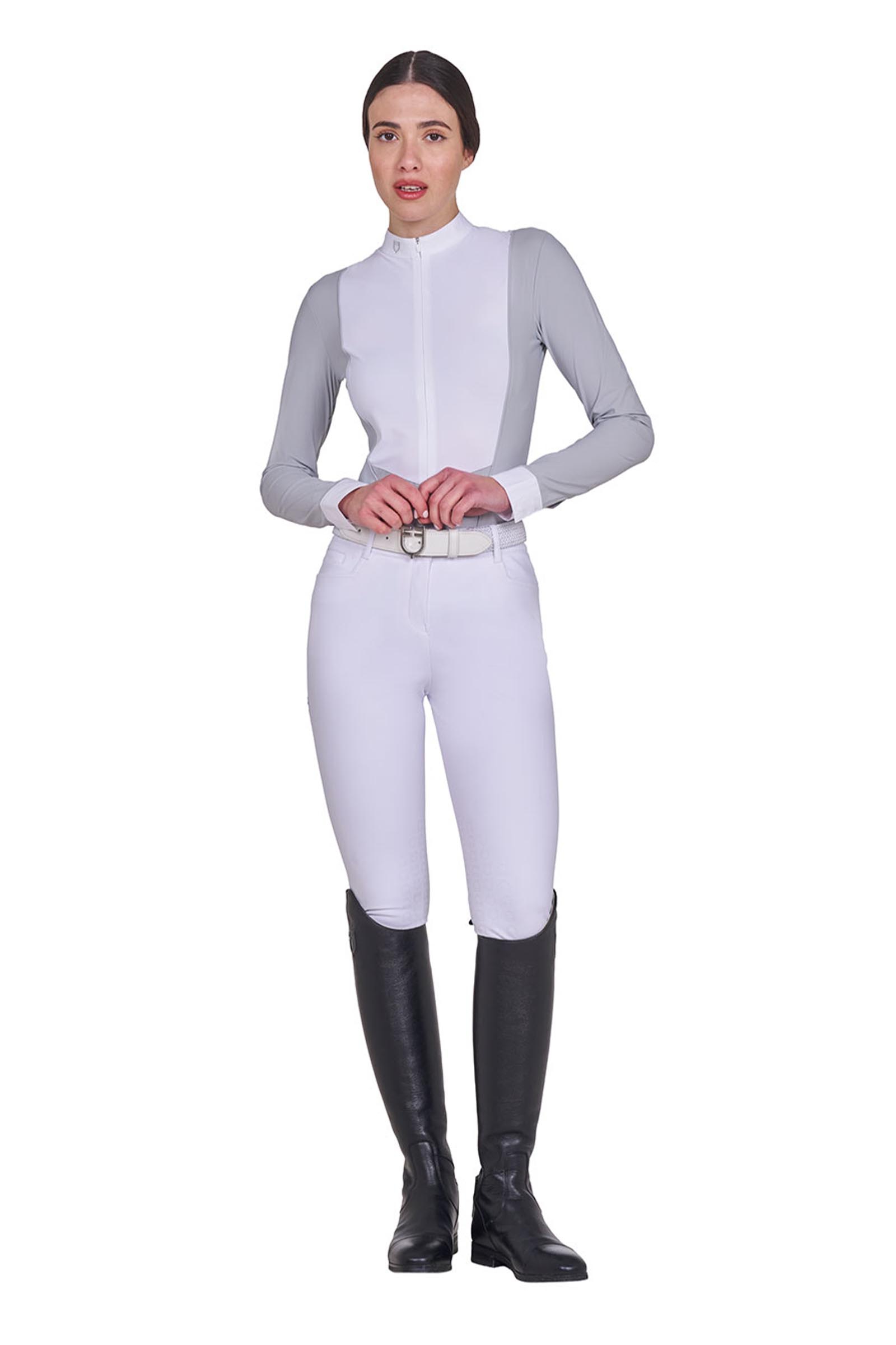 Equestro SS2026 Dames Wedstrijd polo lange mouw verborgen rits  